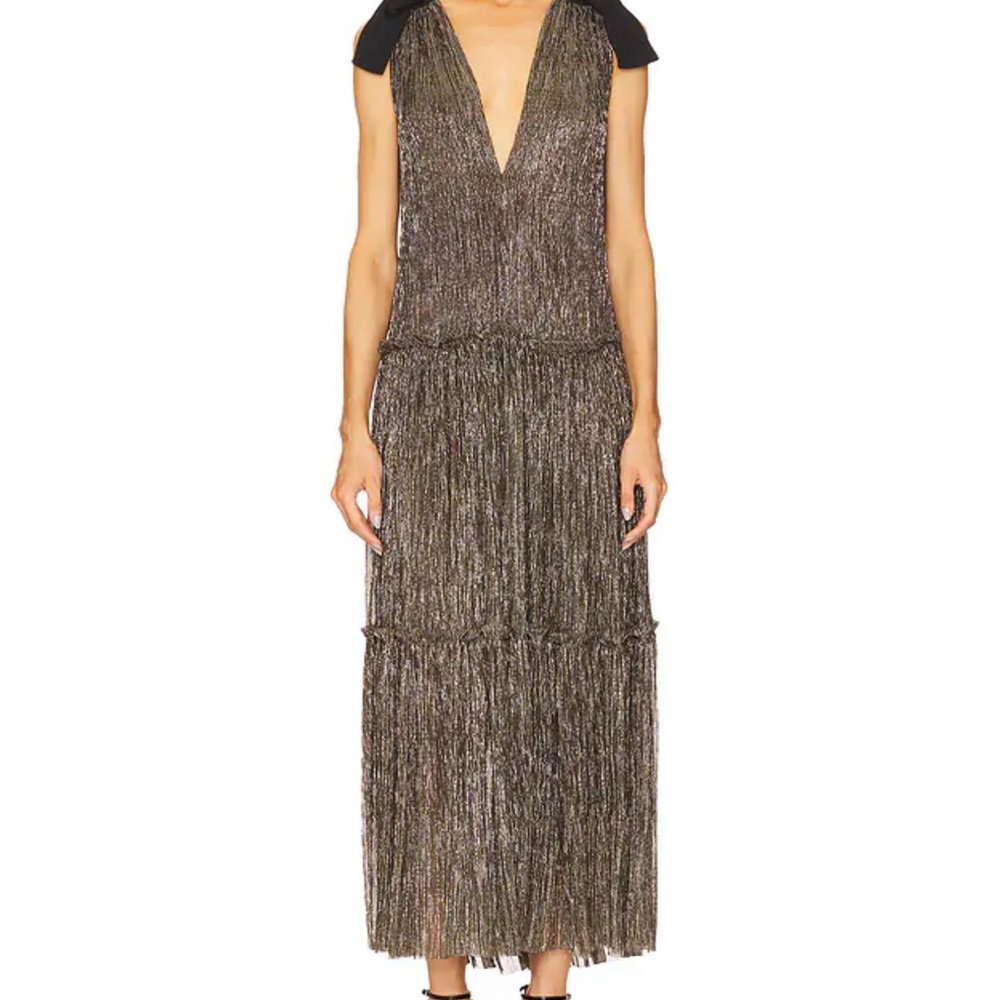 Sabina Musayev Metallic Gold & Black Dress